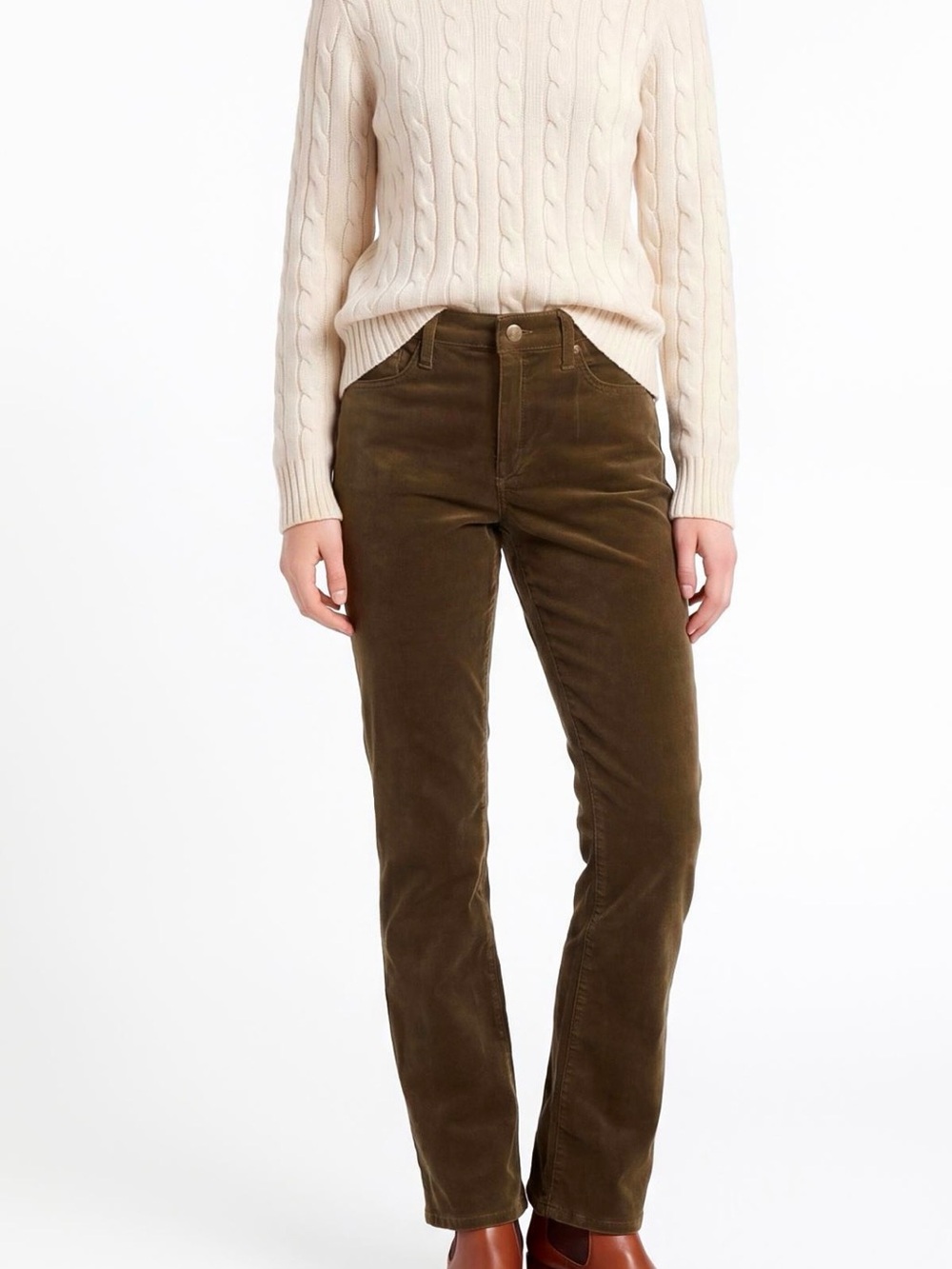 Lauren Ralph Lauren Straight-Leg Velvet Cotton Blend Jeans in Olive Green Size 4